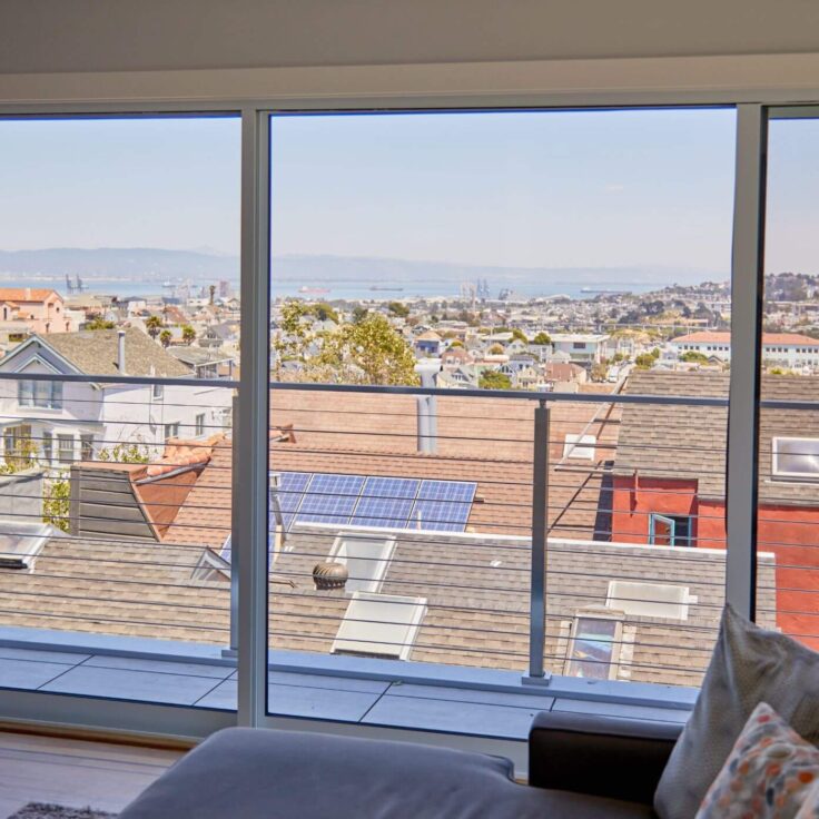 View of Rod Railing through Sliding Glass Doors