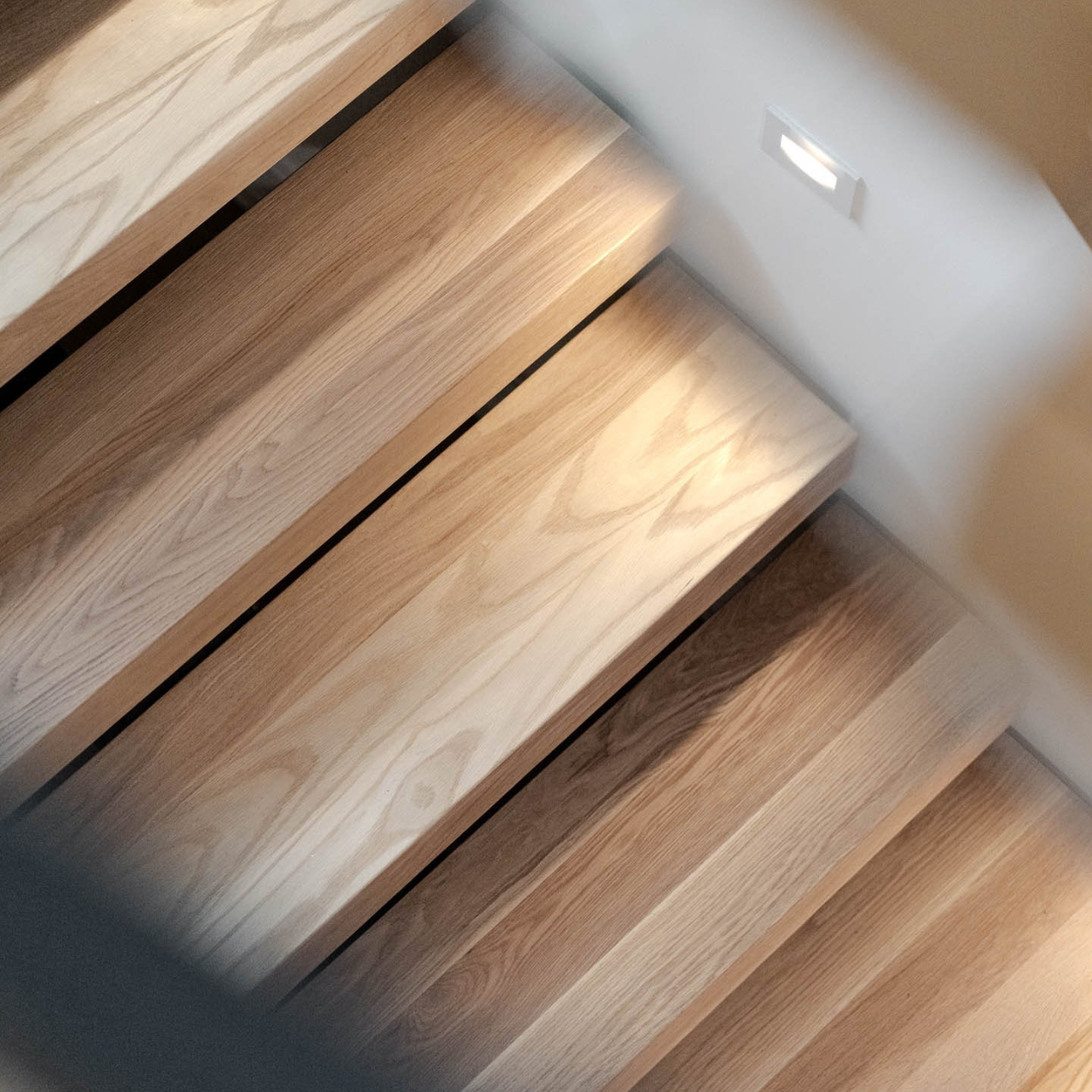 Overhead view of Viewrail wood treads, wire-brushed to provide a natural, textured surface for improved grip