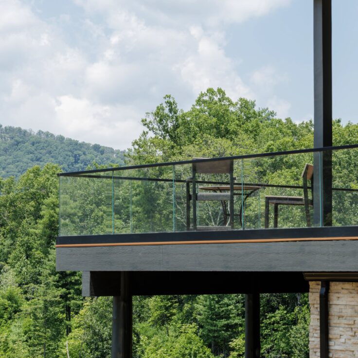 Modern Glass Railing in the Virginia Woods