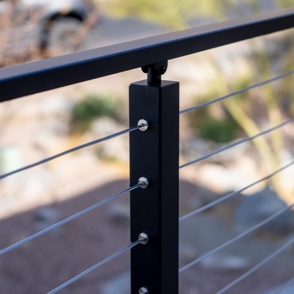 Close up of Signature Railing with cable infill