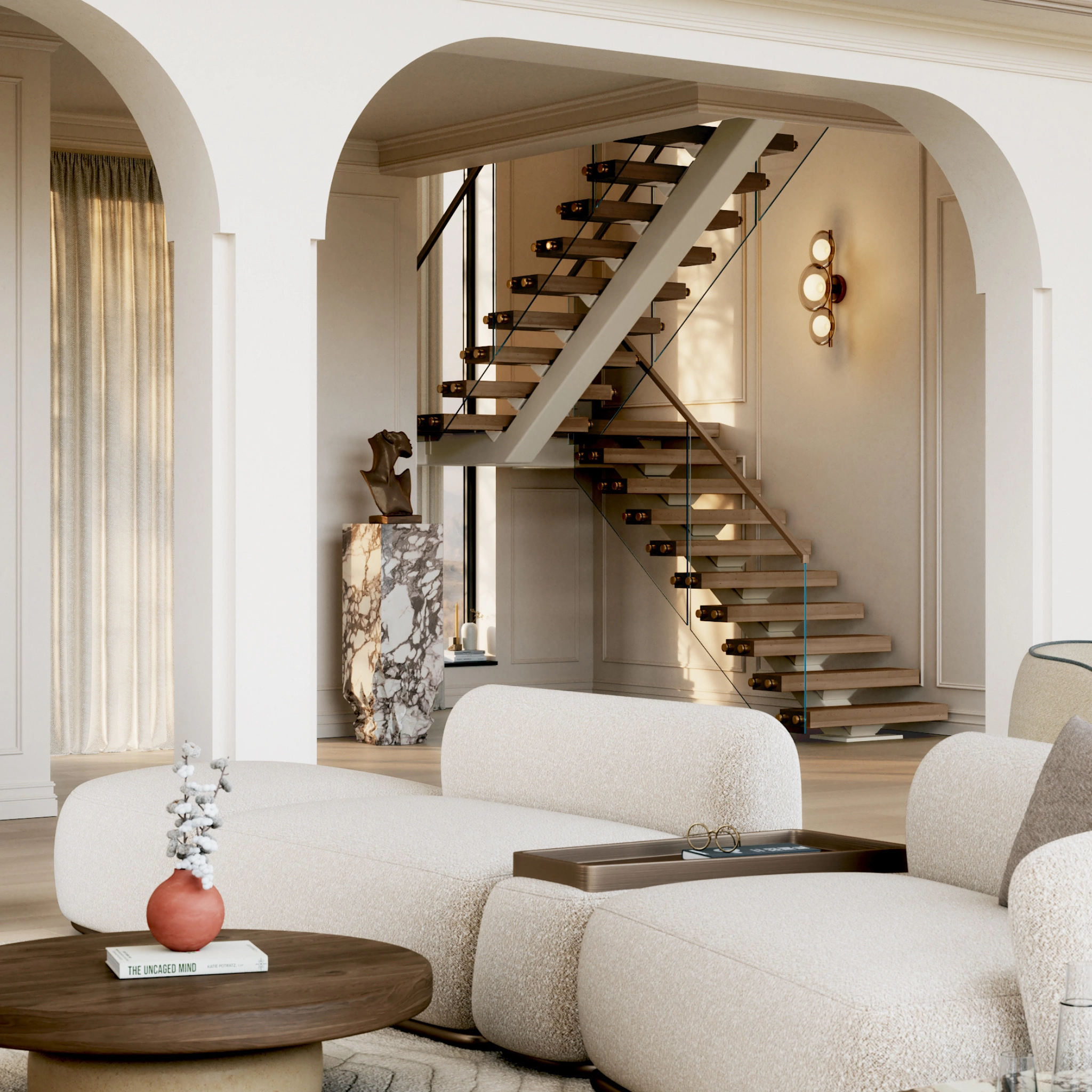 FLIGHT Mono in a switchback configuration with Standoff Pins glass railing system.