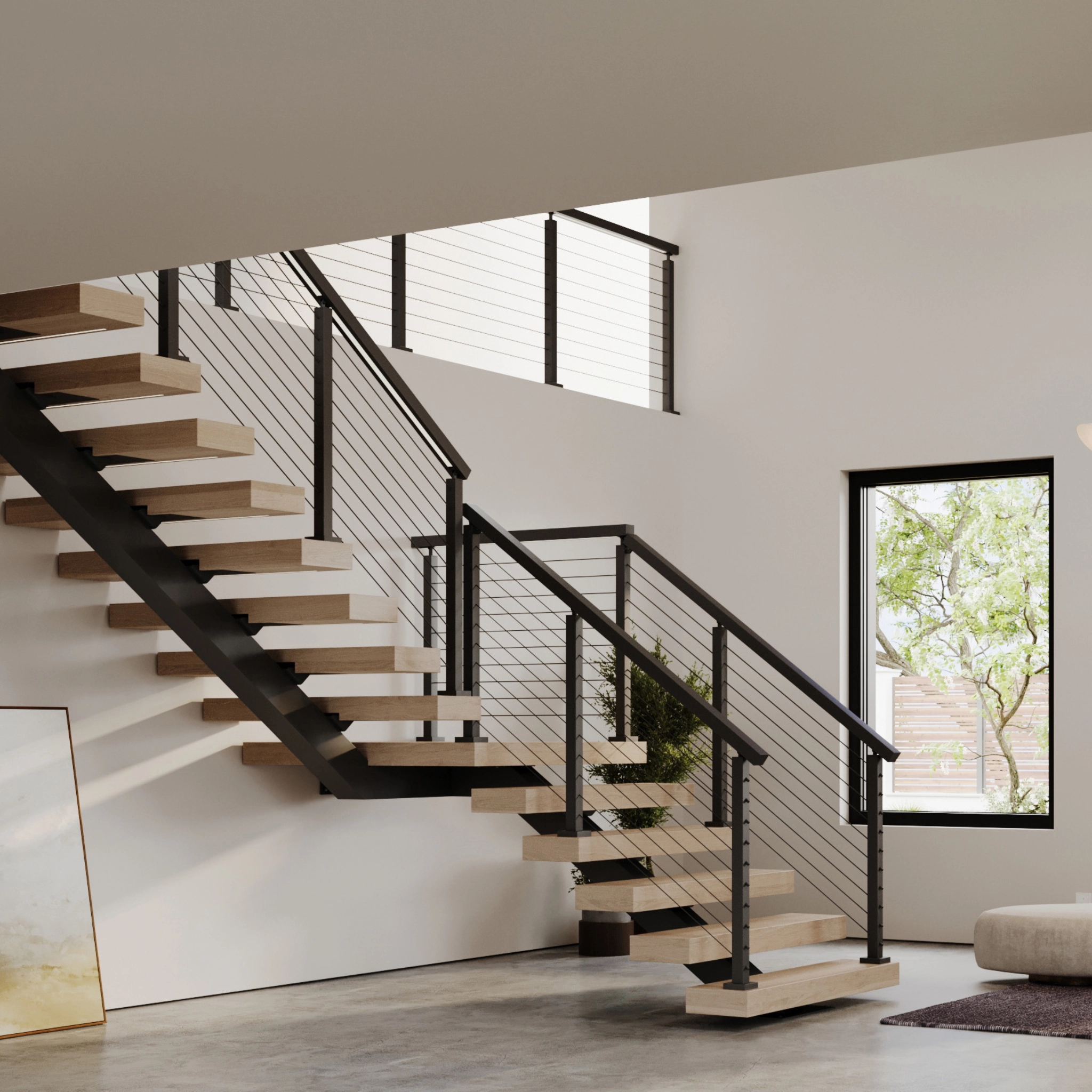 FLIGHT Mono in a 90° (L-Shape) configuration with cable railing.