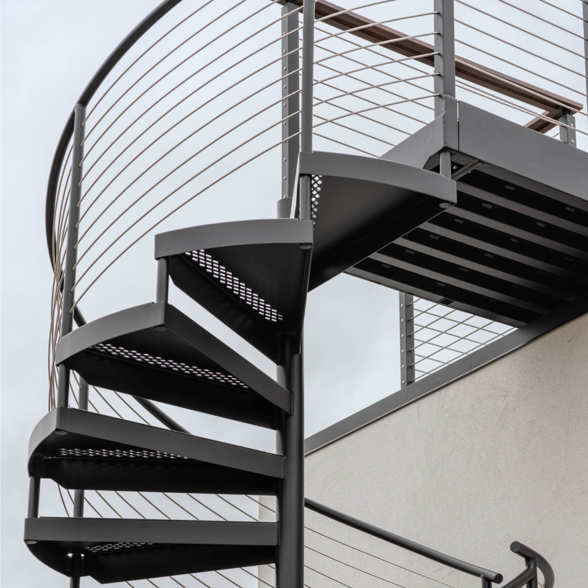 An outdoor FLIGHT Spiral staircase in the Hamptons.