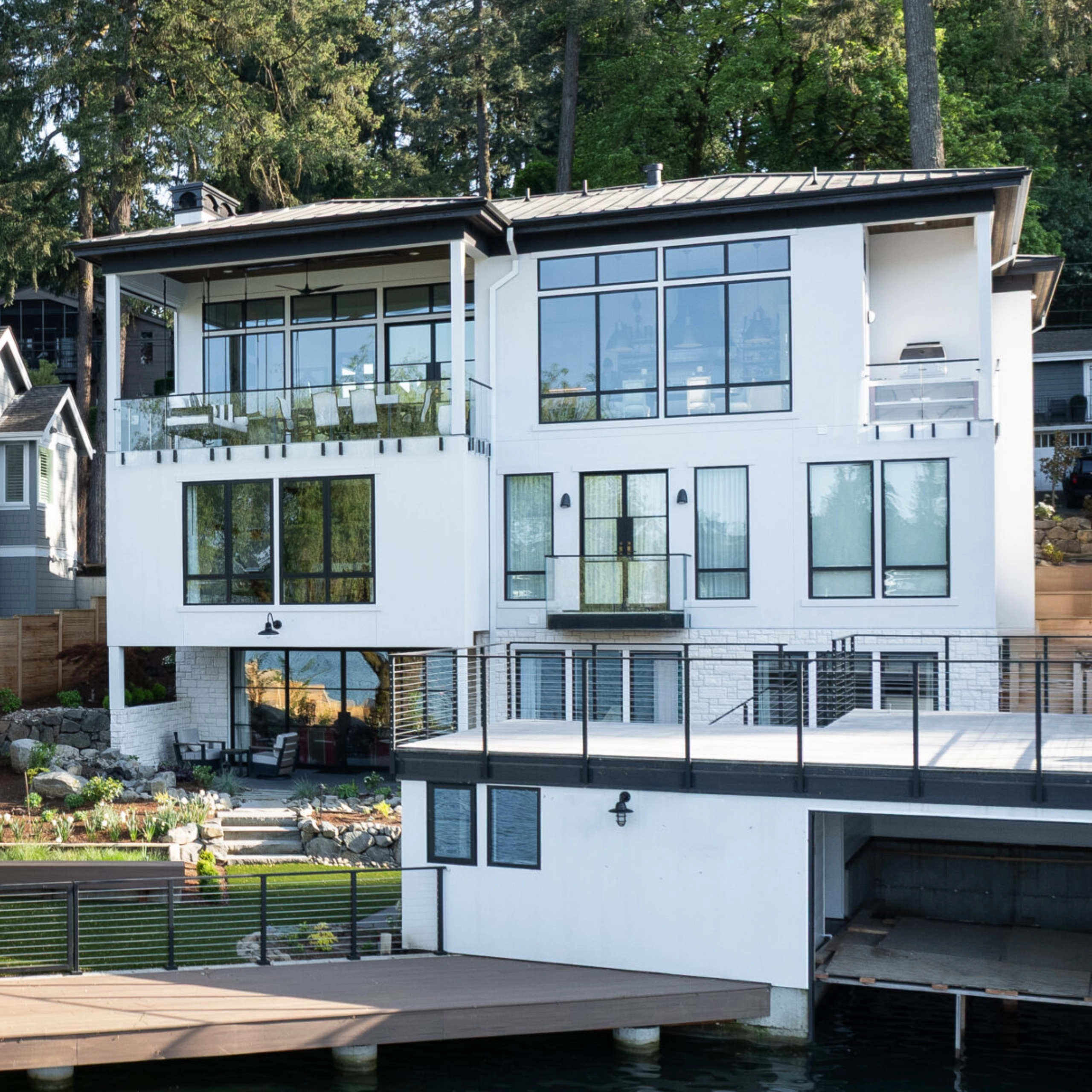Side Mount Ascend Talons in three places on a lakeside home.